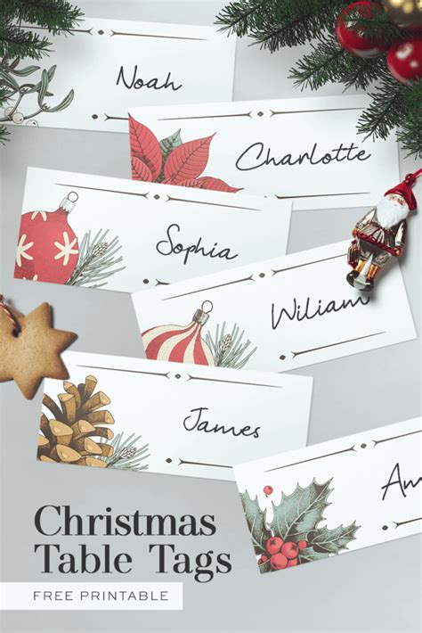 Christmas Table Name Tags Printable Free