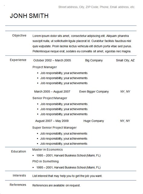 Chronological Resume Template