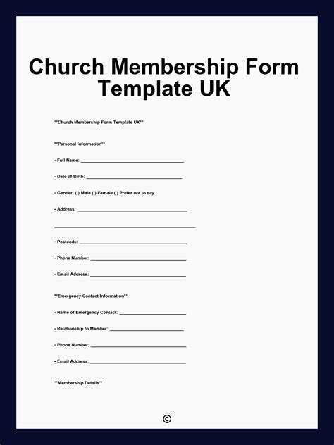 Church Membership Form Template