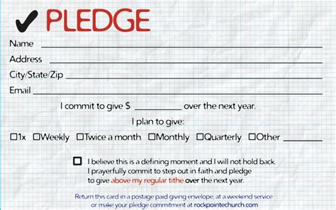 Church Pledge Card Template