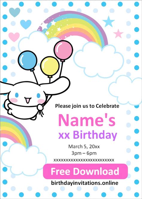 Cinnamoroll Invitation Template Free