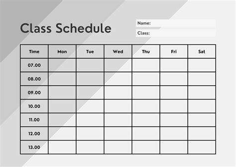 Class Schedule Template Free