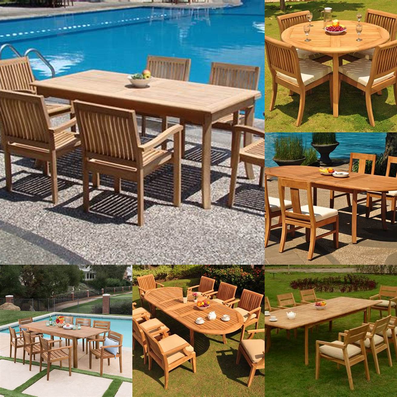 Classic Teak Outdoor Dining Table and Chairs