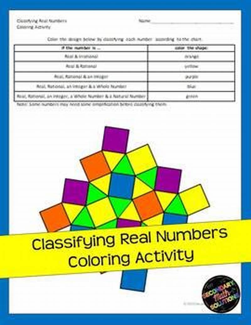 Classifying Real Numbers Coloring Activity