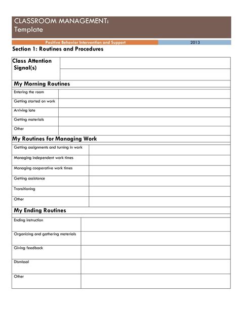 Classroom Management Plan Template Free