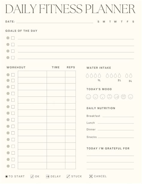 Clean Life And Home Printable Daily Fitness Planner