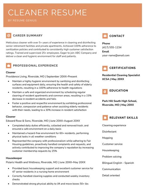 Cleaner Resume Template
