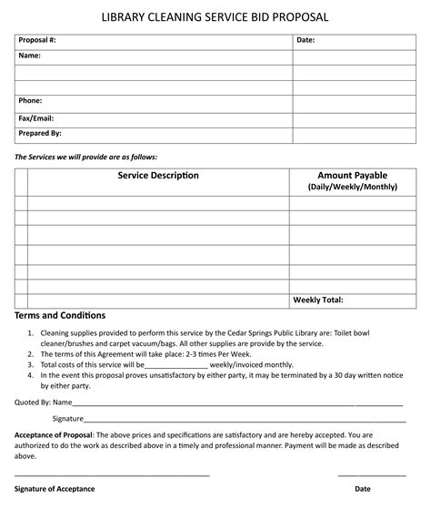 Cleaning Bid Template