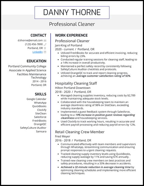 Cleaning Resume Template