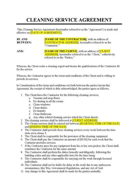 Cleaning Service Agreement Template