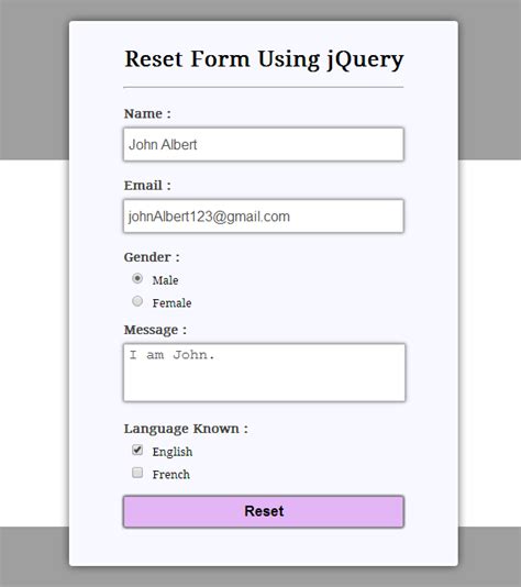 Clear form fields with jQuery