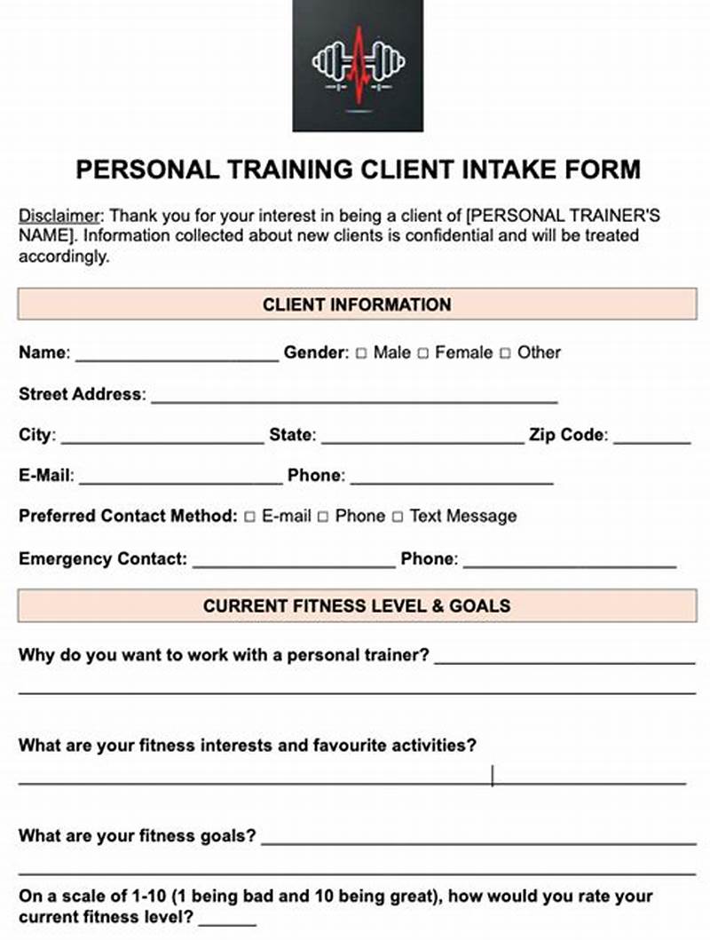Client Check In Form Personal Training