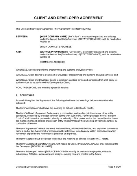 Client Contract Agreement Template
