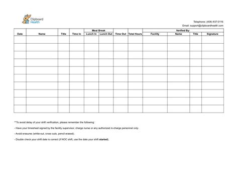 Clipboard Timesheet Printable