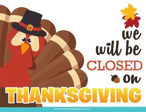 Closed Thanksgiving Sign Printable