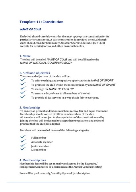 Club Constitution Template