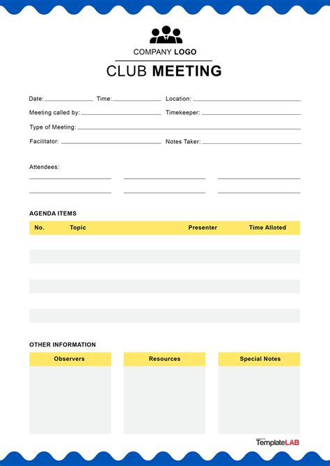 Club Minutes Template