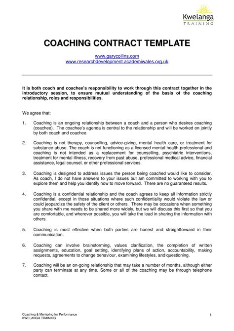 Coaches Contract Template
