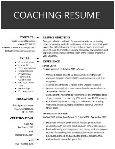 Coaching Resume Templates