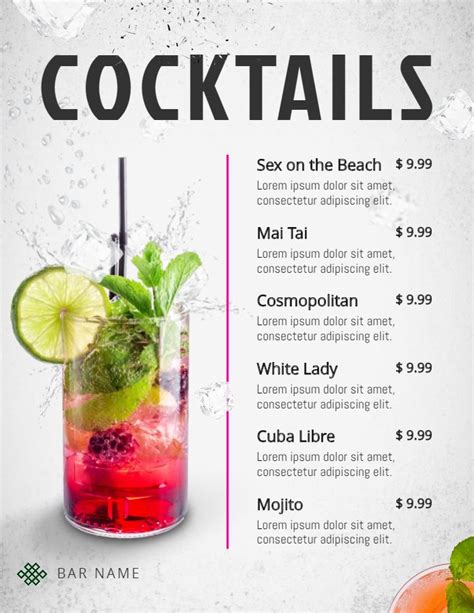 Cocktail Menu Template