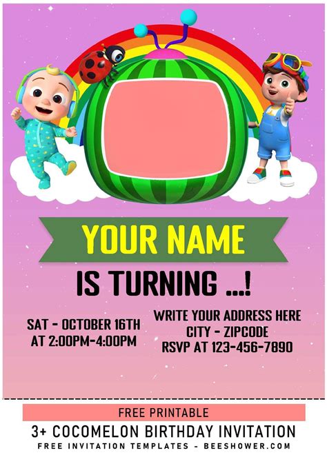 Cocomelon Invitation Template