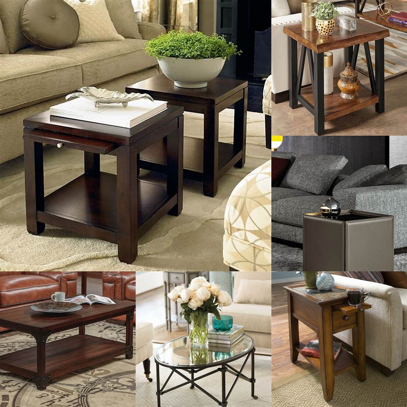 Coffee tables and side tables Coffee tables and side tables can provide a surface for drinks books and other items You can choose a table with a similar style or material as your sofa to create a cohesive look