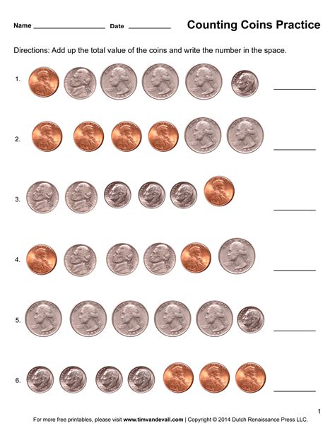 Coin Worksheets Free Printable
