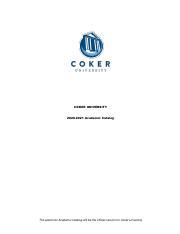 Coker Academic Catalog