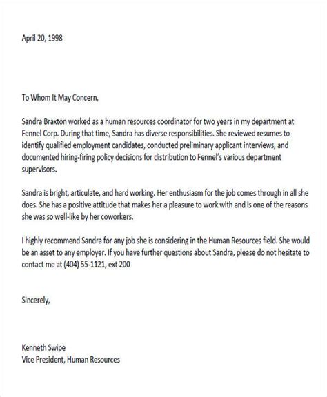 Colleague Recommendation Letter Template