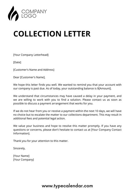 Collection Agency Letter Template