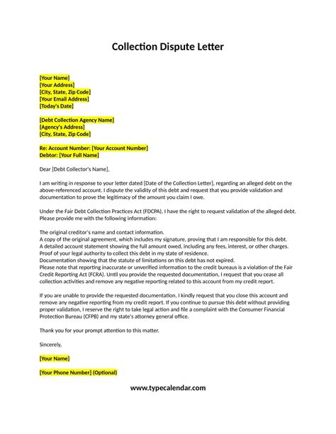 Collection Removal Letter Template