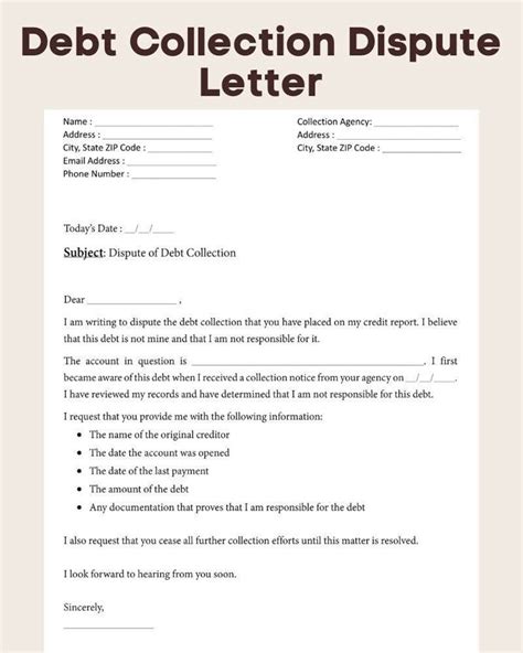 Collections Dispute Letter Template