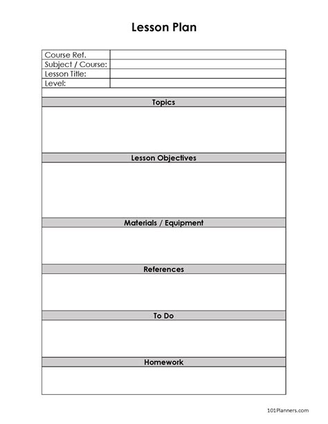 College Lesson Plan Template