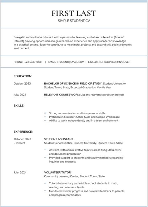 College Resume Template Free