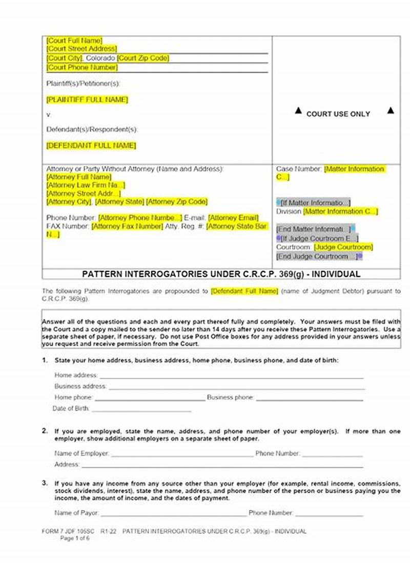 Colorado Pattern Interrogatories
