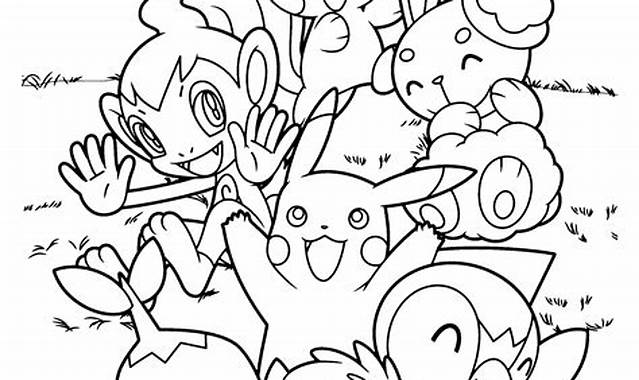 Coloriage de groupe Pokemon