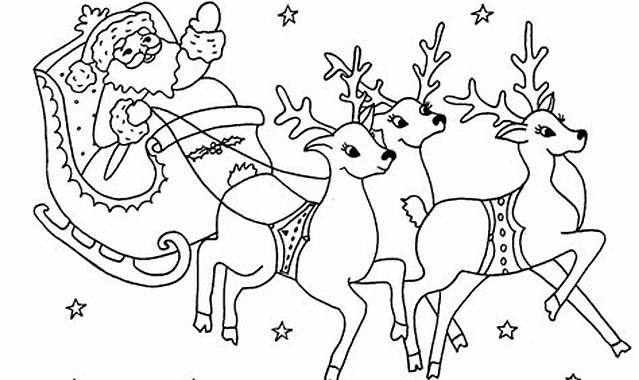 Coloriage du Père Noël et de ses rennes