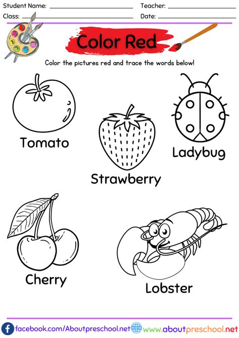 Coloring Red And Blue Printable Pre K