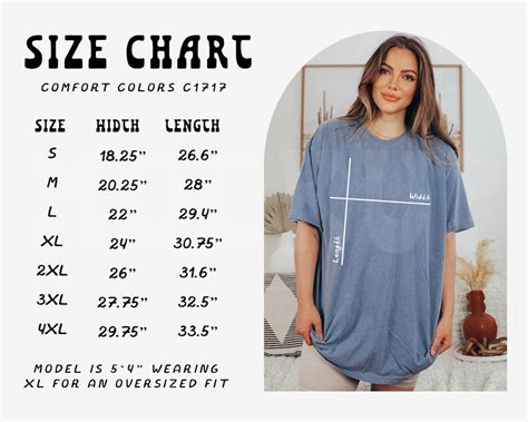 Comfort Colors Shirt Size Chart