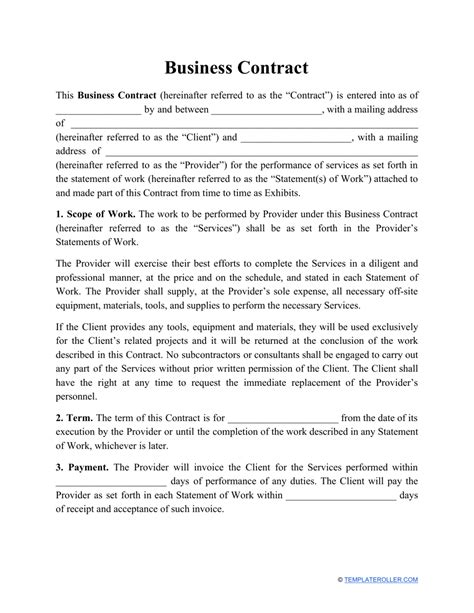 Commercial Agreement Template