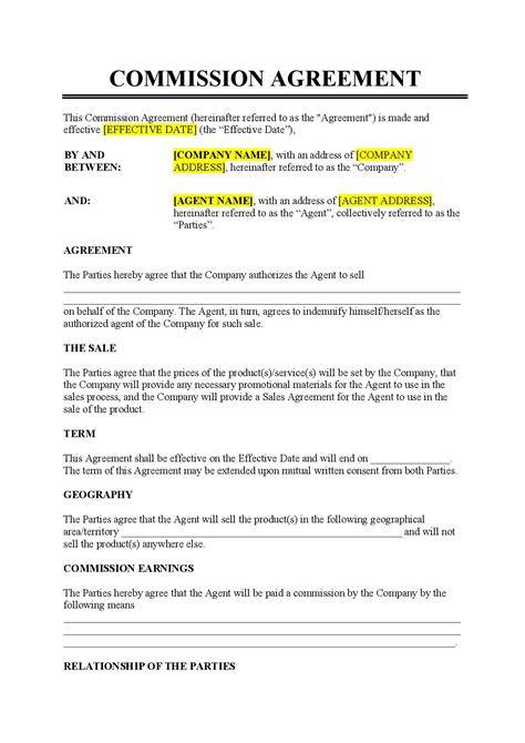 Commission Contract Agreement Template