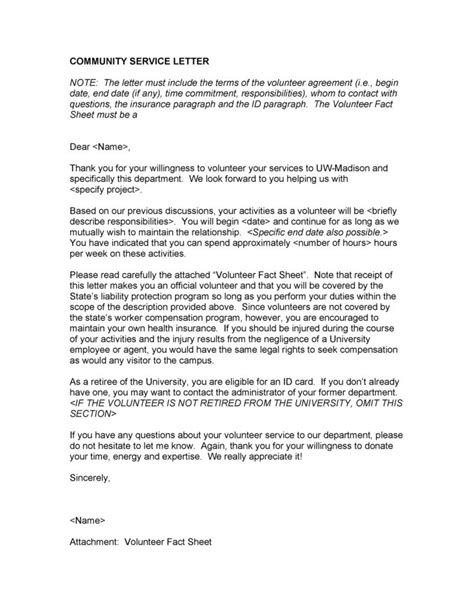 Community Service Letter Template