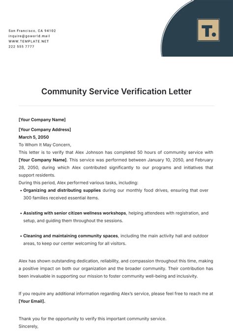 Community Service Verification Letter Template Habitat For Humanity