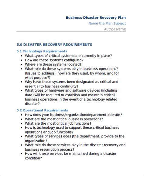 Company Disaster Recovery Plan Template