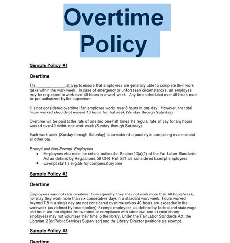 Company policies and overtime
