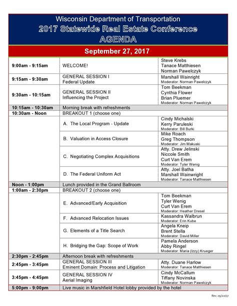 Conference Meeting Schedule Template