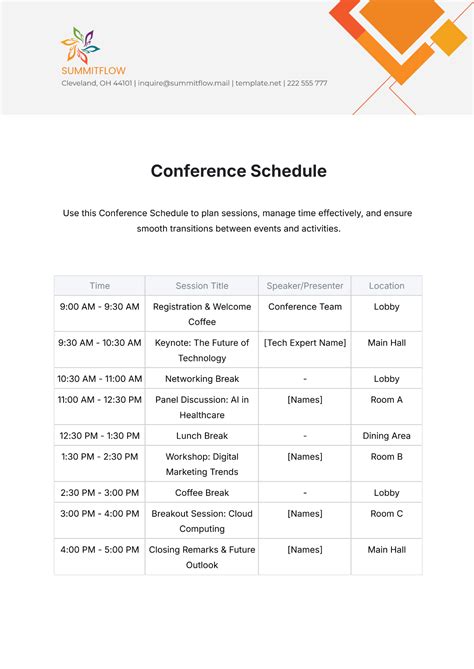Conference Schedule Template
