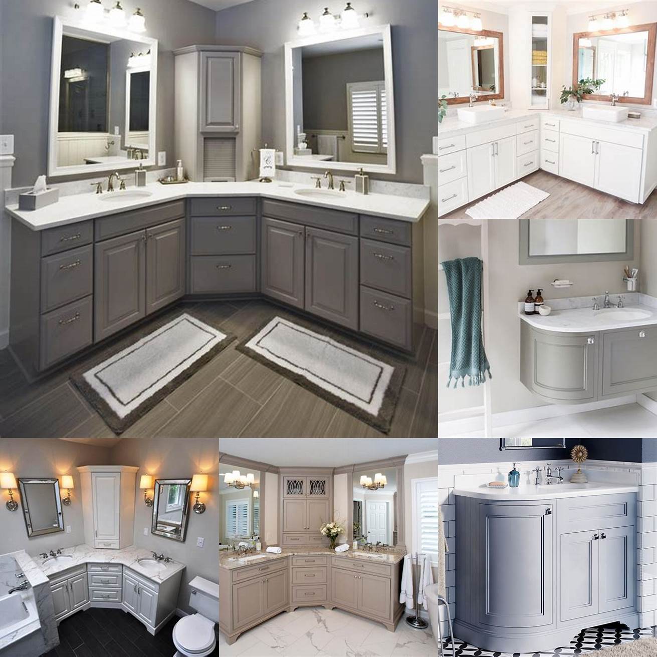 Configuration Decide whether you want a freestanding wall-mounted or corner double vanity depending on your bathrooms layout and plumbing