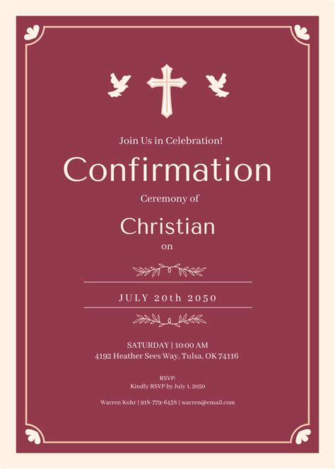 Confirmation Invitation Free Template