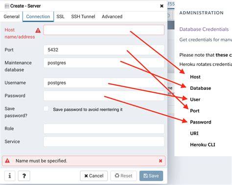 Connect to a heroku database with pgadmin